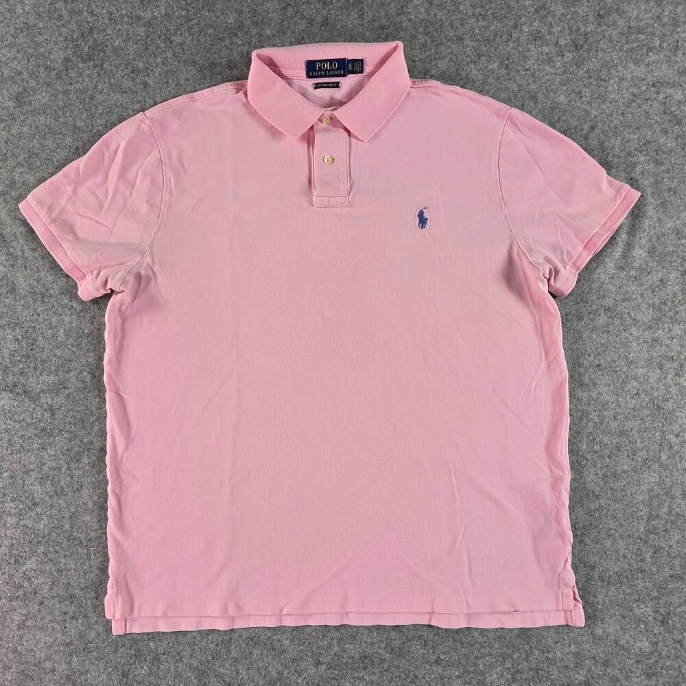 Polo Ralph Lauren Pink Short Sleeve Polo Shirt Size XL Slim Fit